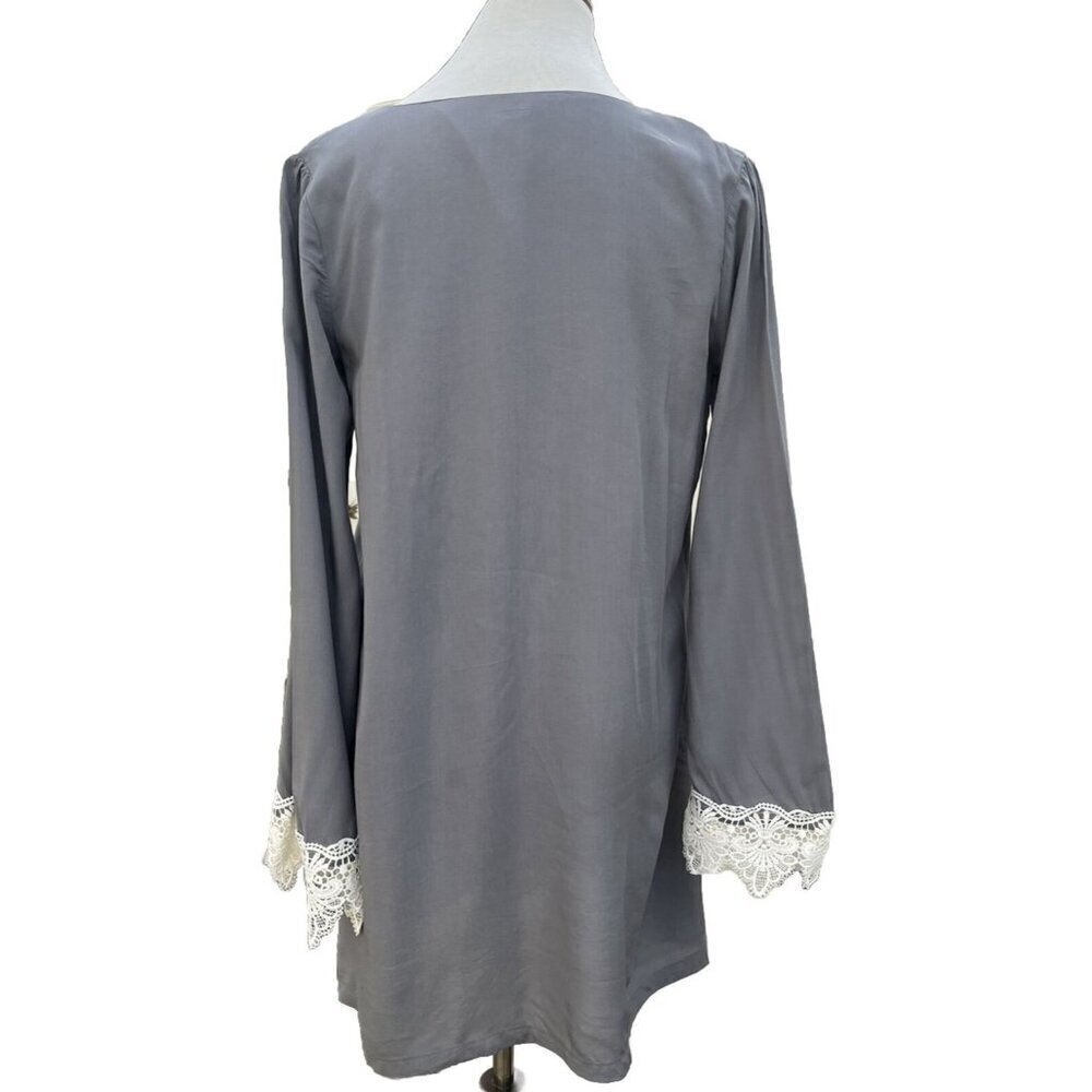 Swell Womens Gray Rosarito Bell Sleeve Crochet Detail Dress Size M L - Picture 3 of 11
